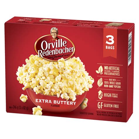 Orville Redenbacher Gourmet Popcorn Extra Buttery Flavour 3 Bags X 82 G 3d3