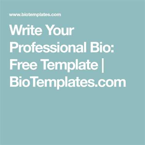 Copy And Paste Bio Template