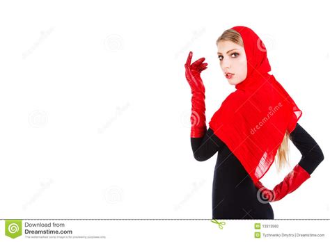 Beautiful Adorable Young Girl Red Scarf Stock Photo Image Of Model