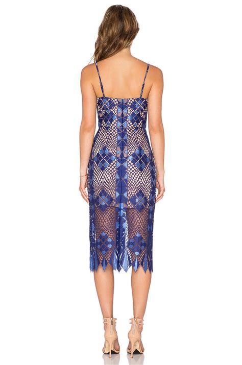 Lyst Bcbgmaxazria Sheer Lace Dress In Blue