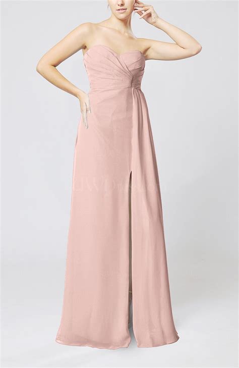 Dusty Rose Elegant Empire Sweetheart Sleeveless Zip Up Prom Dresses