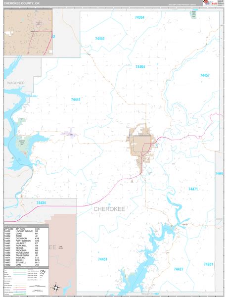 Cherokee County Ok Map Premium