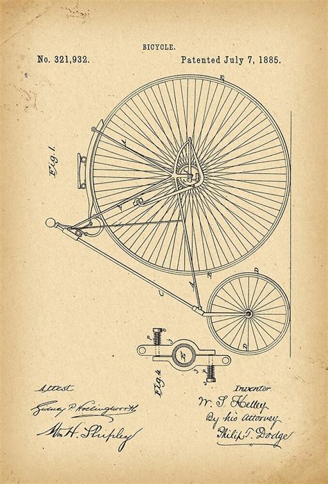 1884 Patent Velocipede Bicycle History Invention By Khokhloma Redbubble