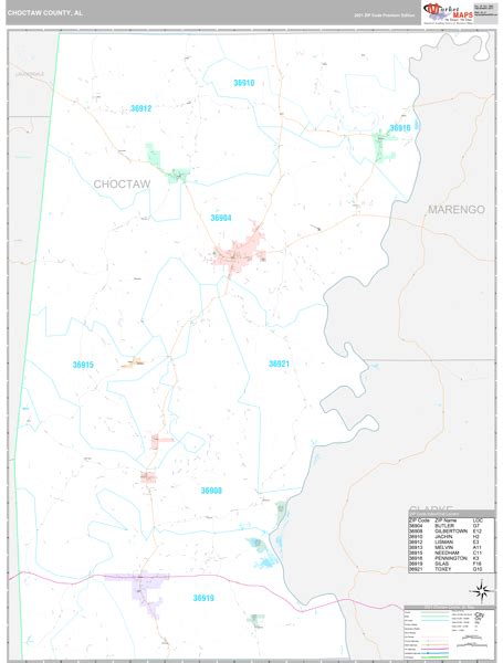 Choctaw County Al Wall Map Premium Style By Marketmaps
