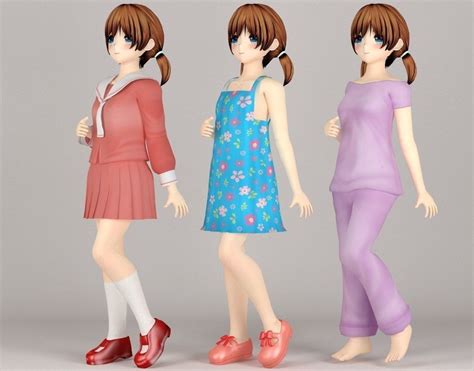 Keiko Anime Girl Pose 1 3d Model Cgtrader