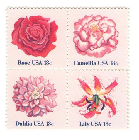 12 Unused 1981 Pink Flower Stamps Vintage Postage Stamps Etsy