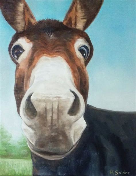 Donkey Painting Whimsical Donkey Donkey On Canvas Donkey Art Etsy