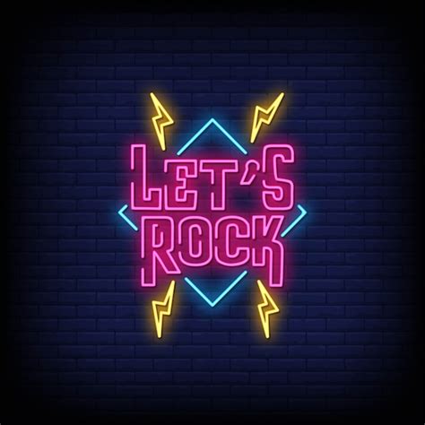 Premium Vector Lets Rock Neon Signs Style Text Vector