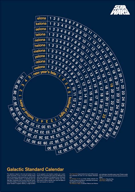 Star Wars Galactic Calendar On Behance