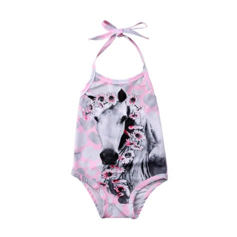 2018 Lovely Kid Baby Girl Clothes Unicorn Cotton Bikini Set Swimwear