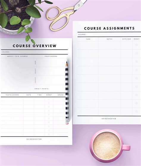 Student Planner Printable 15 Pages Shinesheets