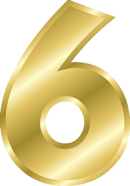 Gold Number 6 Png