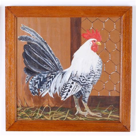 Unknown Four French Oil Paintings On Board Of Chickens For Sale At