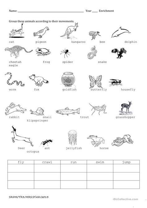 Animal Movements English Esl Worksheets For Distance Learning And