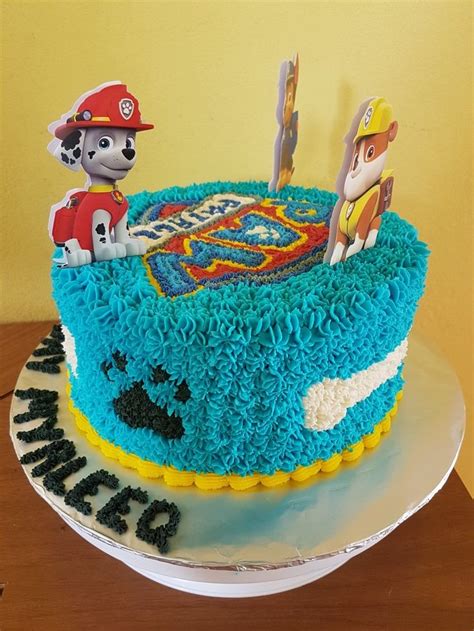 Paw patrol birthday cake 4th birthday cakes paw patrol party dog cakes cupcake cakes cupcakes cake decorating techniques cake decorating tutorials rocky pat patrouille. Paw Patrol Buttercream Cake Side View | Butter cream, Cake ...