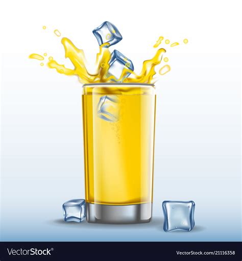 Ice Cubes Splash In Glass Orange Juice Royalty Free Vector