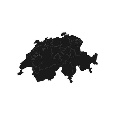 Mapa Suave Da Suíça Em Preto Com Detalhe Branco Isolado Fundo Branco Eps 10 Vetor Premium