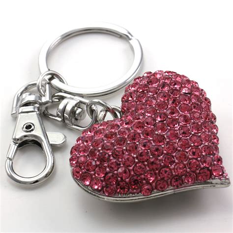 Mothers Day Valentines Day T Love Pink Heart Car Keychain Key Ring