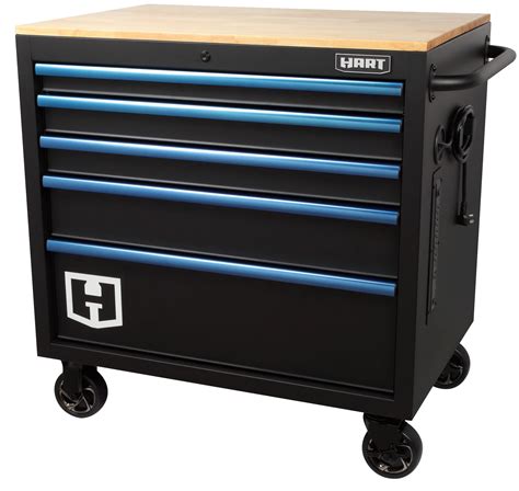 Hart 36 In W X 24 In D 5 Drawer Mobile Tool Chest Workbench W Wood Top