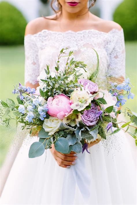 Love The Soft Blue Purple And Pink In This Bridal Bouquet Its