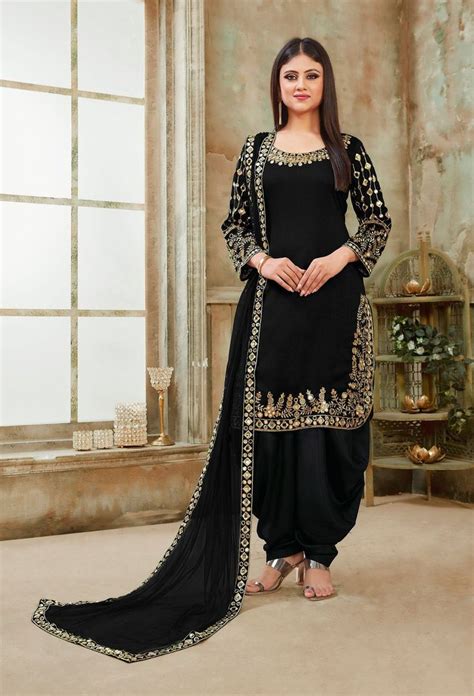 Black Designer Punjabi Suits Patiala Party Wear Indian Fashion Formal Dresses Long Indian
