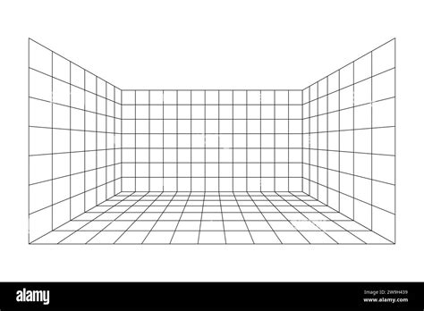 Perspective Grid Room Background Vector Illustration Stock Vector Image