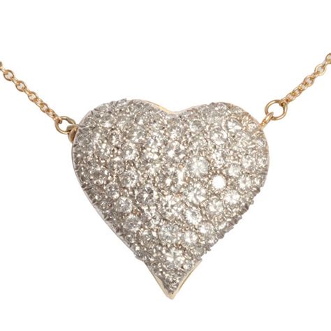 pave diamond heart necklace at 1stdibs