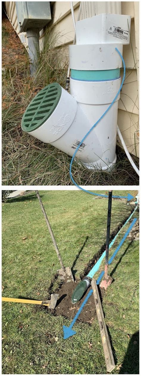 Underground Downspout Drainage Install Gutter Water Piped Away From Home To Surface Drain