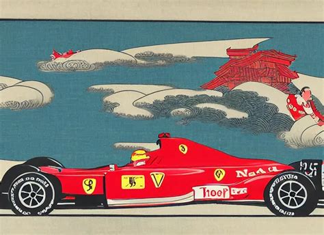 Ukiyo E Painting Of A Formula 1 Ferrari Stable Diffusion Openart