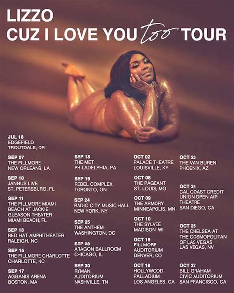 Lizzo Announces Second Tour Of 2019 The Cuz I Love You Too Tour