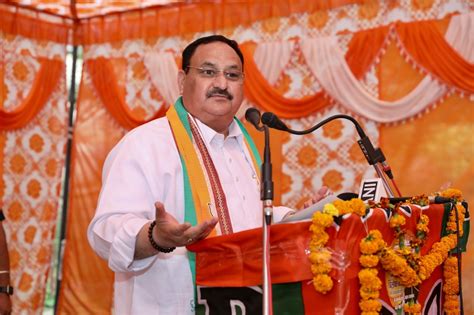 hon ble bjp national president shri j p nadda addressing a public meeting at mandrighat