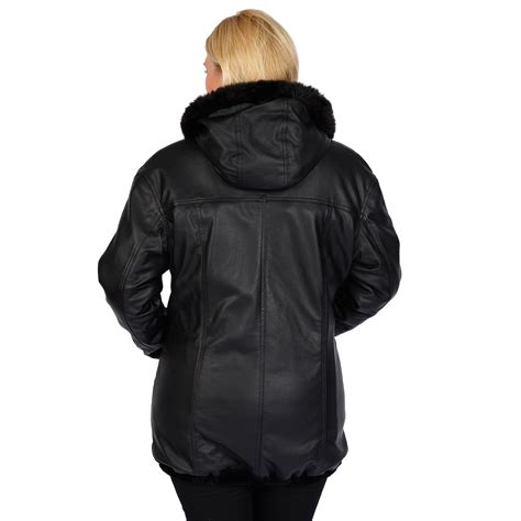 Plus Size Excelled Hooded Reversible Faux Leather Jacket Faux Leather