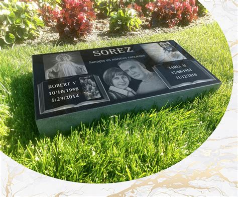 X X Inch Human Headstone Tombstone Grave Marker Black Granite Diamond Engraved