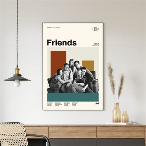 friends tv series poster friends poster retro movie poster minimalist art midcentury art