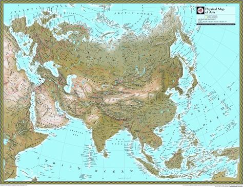 Asia Physical Atlas Wall Map