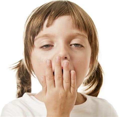 A Tired Little Girl Yawning Stock Image Image Of Alone Education
