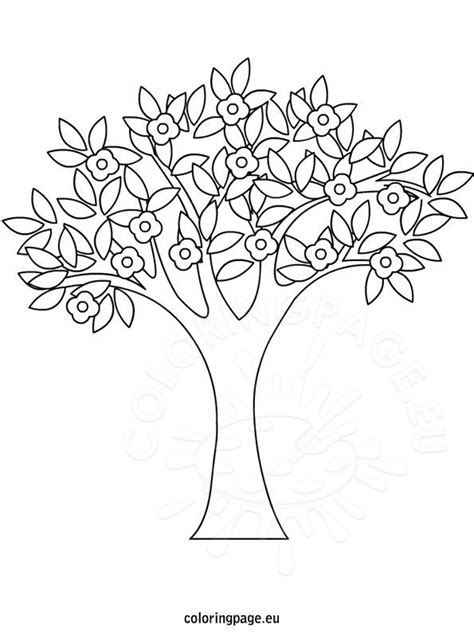 spring tree coloring coloring page