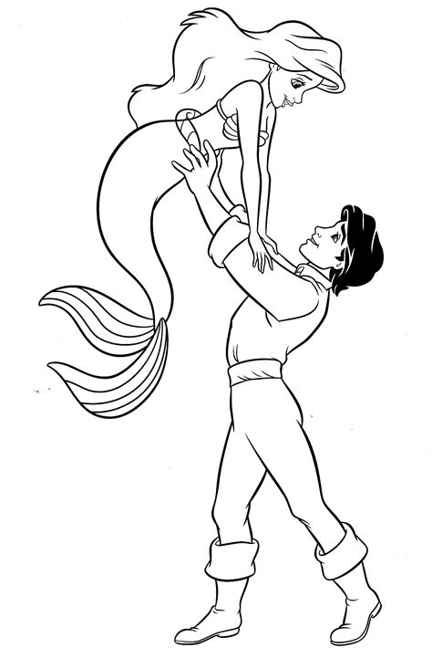 Ariel And Eric Coloring Pages Collection Princess Ariel And Prince Eric