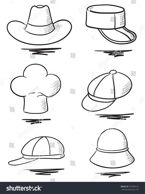 Set Hand Drawn Hats Vector Illustration Stock Vector Royalty Free