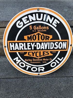 Harley Davidson Motorcycle Porcelain Metal Gas Rocker Oil Can Sign Ebay