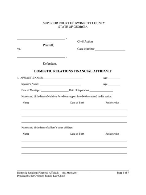 Free Printable Financial Affidavit Form Printable Forms Free Online