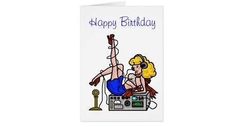 Blonde Ham Radio Pinup Girl Birthday Card