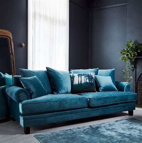 Elegant Blue Cerulean Velvet Sofas Ideas With Pillows Living Room