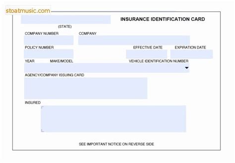 Blank Fillable Fake Car Insurance Card Template Wheelsvsa