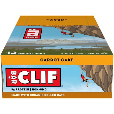 Clif Bar Energy Bars Carrot Cake 9g Protein Bar 12 Ct 24 Oz