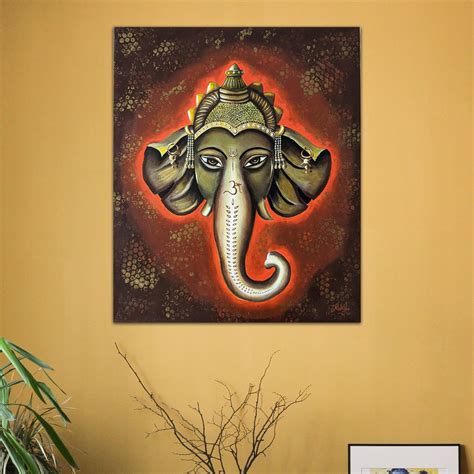 Ganesha Abstract Painting Vibrant Indian Art Lord Ganesha Etsy