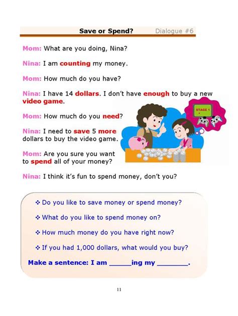 Esl Dialogues Save Or Spend Beginner English Conversation For