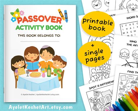 Printable Passover Activity Book For Kids Activity Pages Etsy Israel