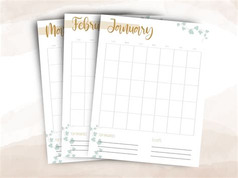 Printable Yearly Calendar Blank Calendar Desk Calendars Weekly