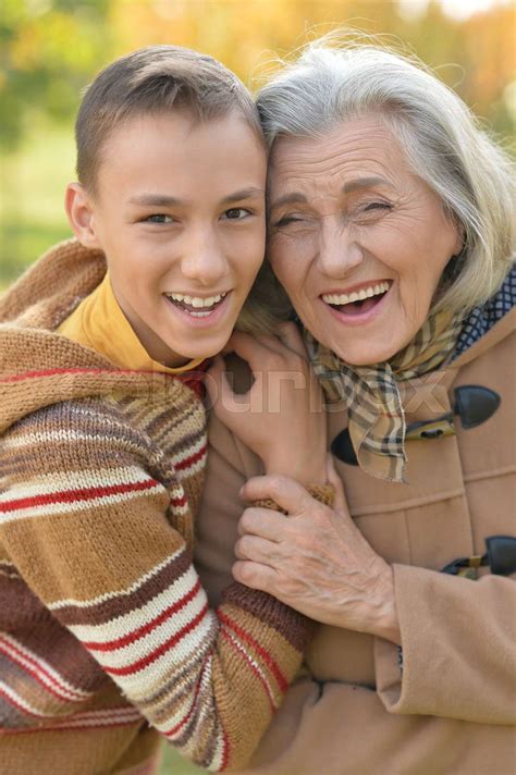 Smiling Grandmother With Grandson Stock Image Colourbox